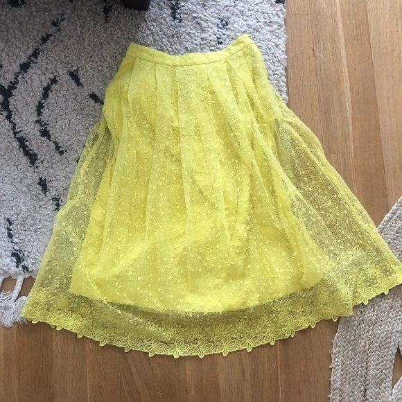 Champagne & Strawberry Dresses & Skirts - Champagne Strawberry Yellow Lace Tulle Midi Skirt